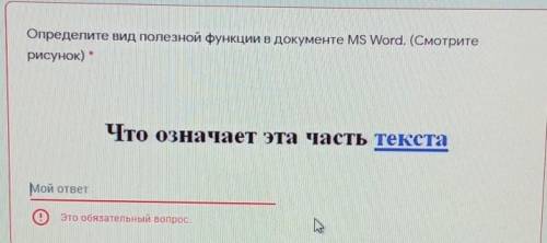 Определите вид полезной функции в документе MS Word. (Смотрите рисунок) *Что означает эта часть текс