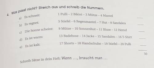 4Was passt nicht? Streich aus schreid die Nummern.​