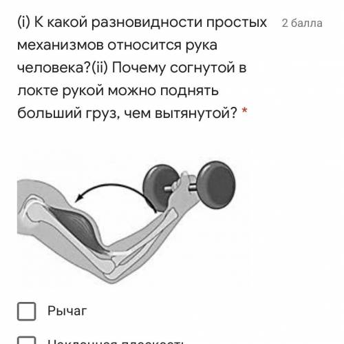 К какой разновидности простых механизмов относится рука человека?(ii) Почему согнутой в локте рукой 