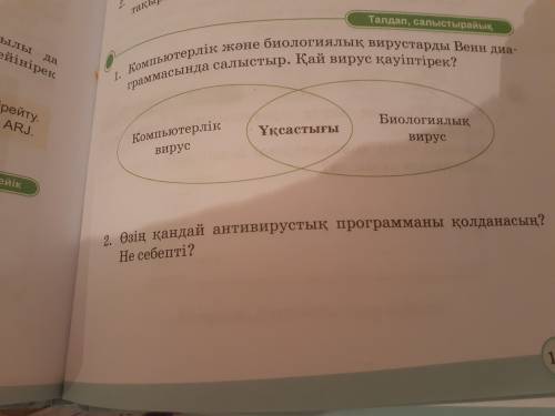 1. Сравните компьютерные и биологические вирусы на диаграмме Венна. Какой вирус опаснее? Давайте про