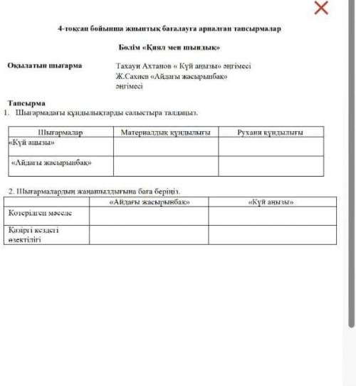 Шығармадағы құндылықтарды салыстыра талдаңыз Жүніс Сахиев айдағы жасырынбақ..,.,и тогда ли БЖБ ны то