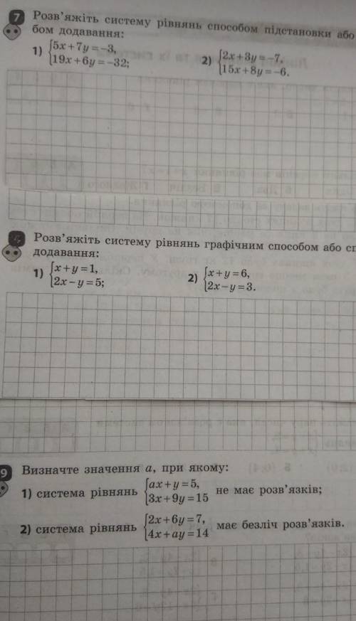 Алгебра 7 клас лінійні рівняння та їх системи задание на фото 7(2)-методом підстановкою8(1)-графічни