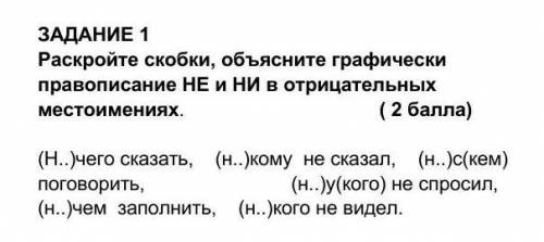 Раскройте скобки, объясните графически правописание НЕ и НИ в отрицательных местоимениях. ​это русск