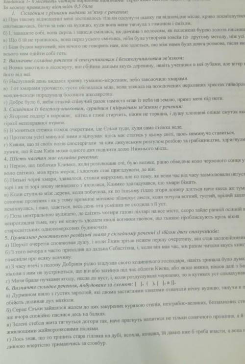 Контрольна робота з української мови на тему «Складні речення з різними видами зв'язку»​