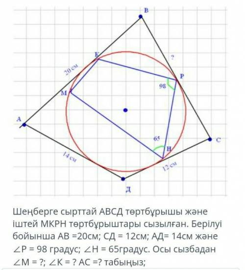 Прямоугольник ABCD рисуется снаружи, а прямоугольник MKРН - внутри. По трансмиссии AB = 20 см; СD = 