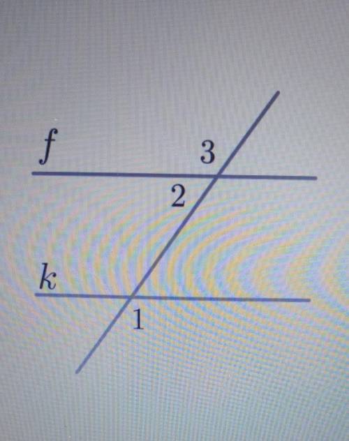 Прямые f и k параллельны.Найдите ∠ 1, если ∠ 3 = 116°. ответ дайте в градусах.​