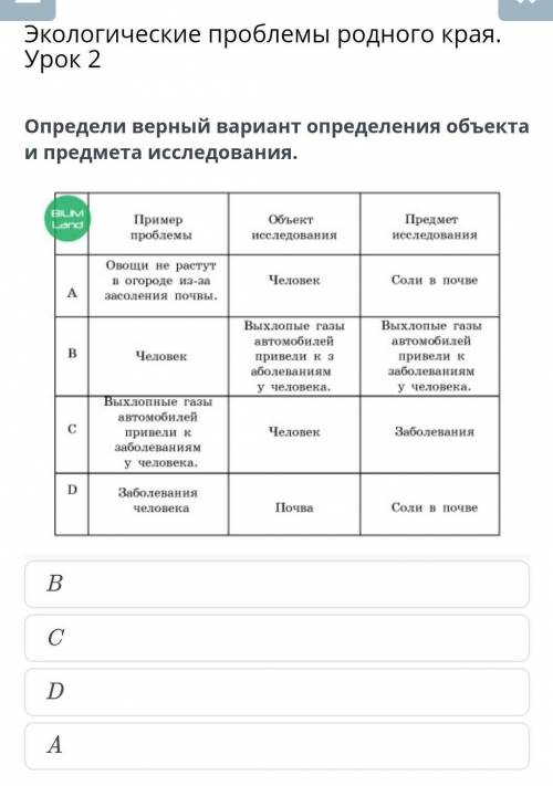 Экологические проблемы родного края урок 2 определи верный вариант определения объекта и предмета ис