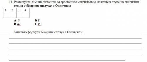 Розташуйте хімічні елементи за зростанням максимально можливих ступенів окиснення атомів у бінарних 