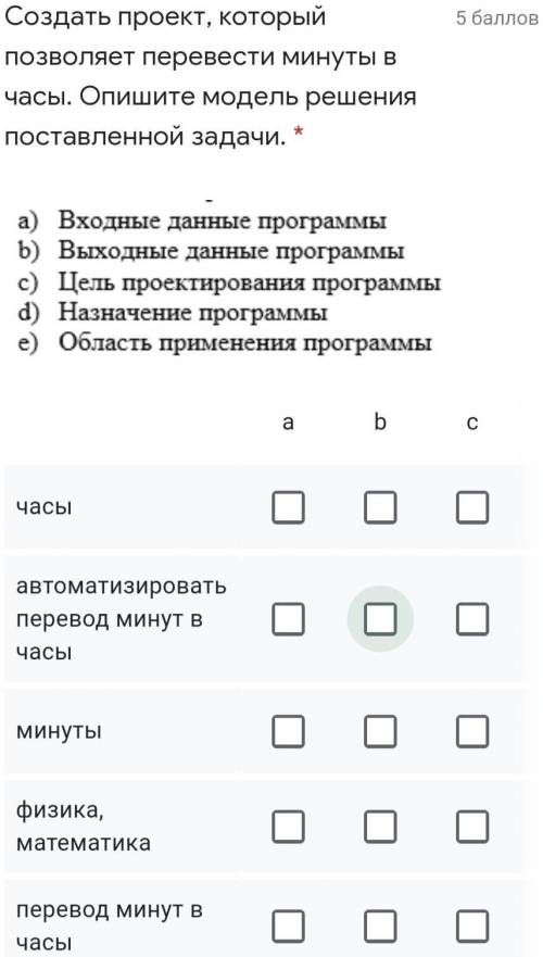 Создать проект, который позволяет перевести минуты в часы. Опишите модель решения поставленной задач