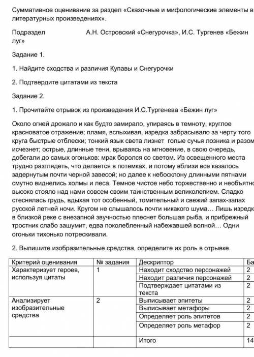 Прочитайте отрывок из произведения И.С.Тургенева «Бежин луг» Около огней дрожало и как будто замирал