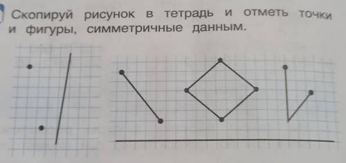 Скопируй рисунок в тетрадь и отметьте точки и фигуры симметричные данным​