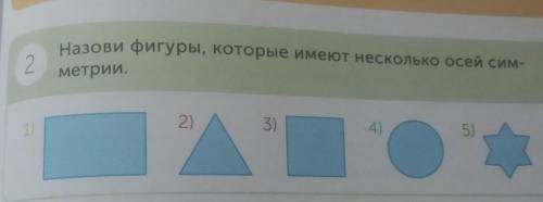 2 Назови фигуры, которые имеют несколько осей сим-метрии.1)2)3)4)5)Можно ответ фото?​