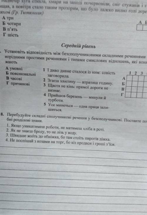 установіть відповідність між безсполучниковими складними реченнями з неоднорідгими простими реченням