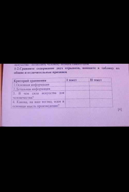 1-2.Сравните содержание двух отрывков, впишите в таблицу их общие и отличительные признаки Критерий