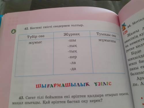 Кестені тиісті сөздермен толтыр