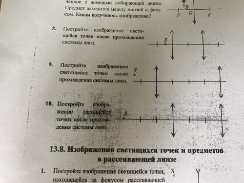 Постройте изображение светящейся точки после прохождения системы линзы (9 вопрос)