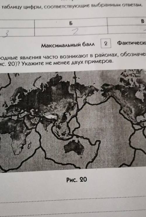 10. Какие природные явления часто возникают в районах, обозначенных на карте линиями (рис. 20)? Укаж