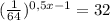 (\frac{1}{64})^{0{,}5x-1} = 32