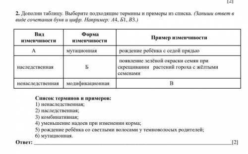 Дополни таблицу. Выберите подходящие термины и примеры из списка. (Запиши ответ в виде сочетания бук