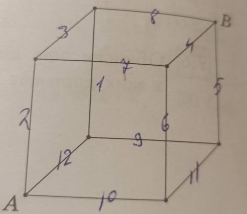 З 12 однакових відрізків дроту виготовили каркас у вигляді куба. Обчисли опір каркаса між точками A