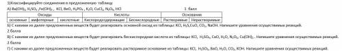 Классифицируйте соединения в предложенную таблицу А) Ва(OH)2, К2SО3 ,Fe(OH)3 , KCl, , H3PO4 , , CuCl