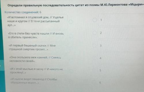Определите правильную последовательность цитат из поэмы Лермонтова Мцыри ​