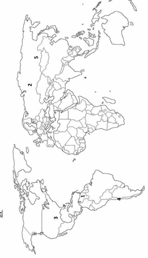 С СОЧЕМ,  На контурной карте мира цифрами показаны географические объекты. Определите их. 1)     Стр