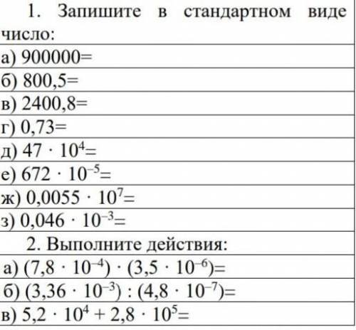 Запишите в стандартном виде числазадания на картинке,алгебра 8 класс ​