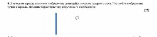 В плоском зеркале получено изображение светящейся точки от лазерного луча. Постройте изображение точ