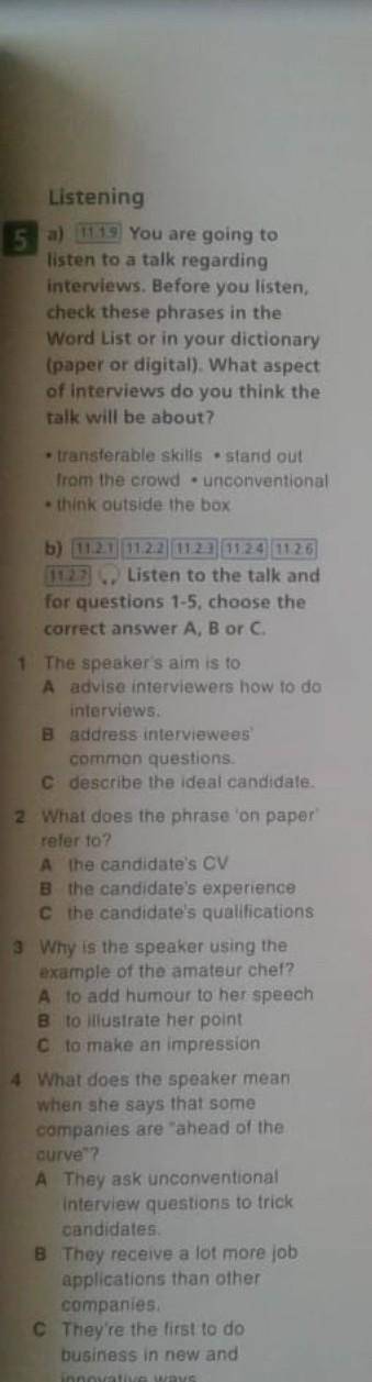 по английскому You are going to listen to a talk regarding interviews. Before you listen, check thes