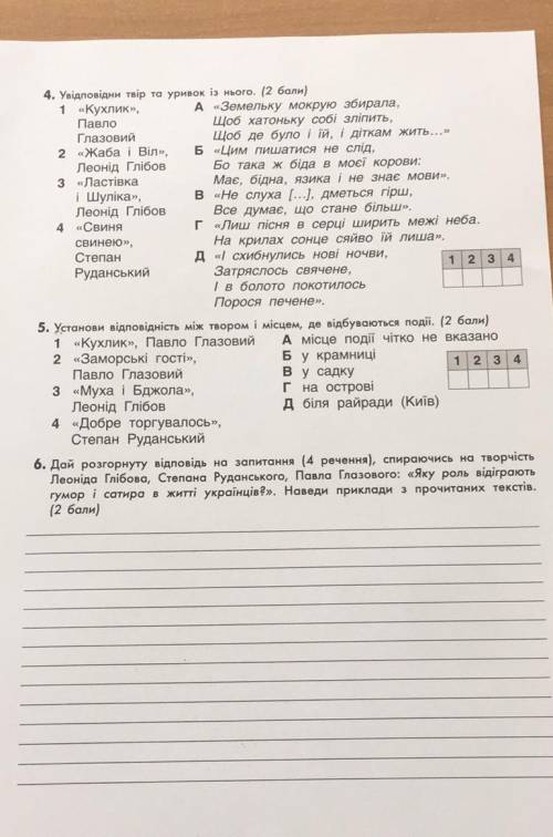 УКРАÏНСЬКА ЛІТЕРАТУРА робота № 6 Варiант 6 клас Частина 9 Дата Прізвище, ім'я Контрольна Творчість Л