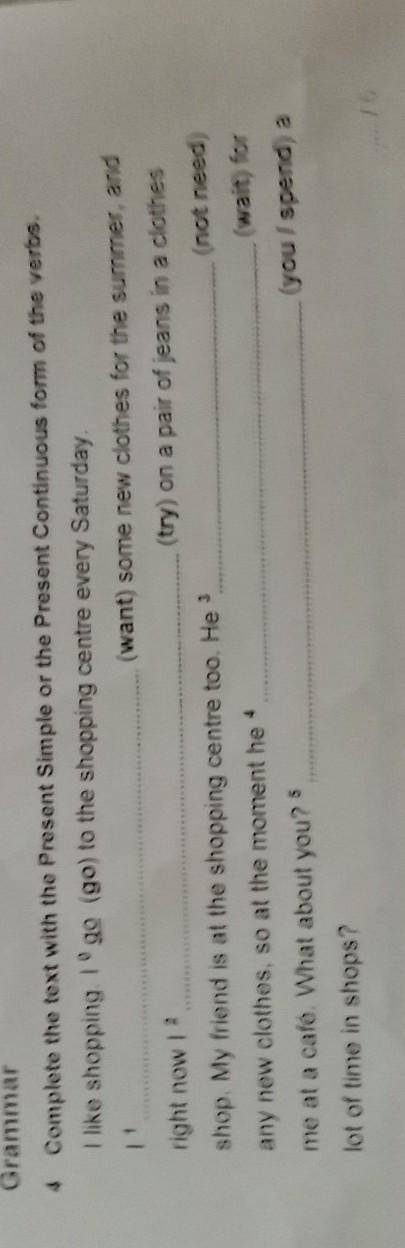 4 Complete the text with the Present Simple or the Present Continuous form of the verbs. I like shop