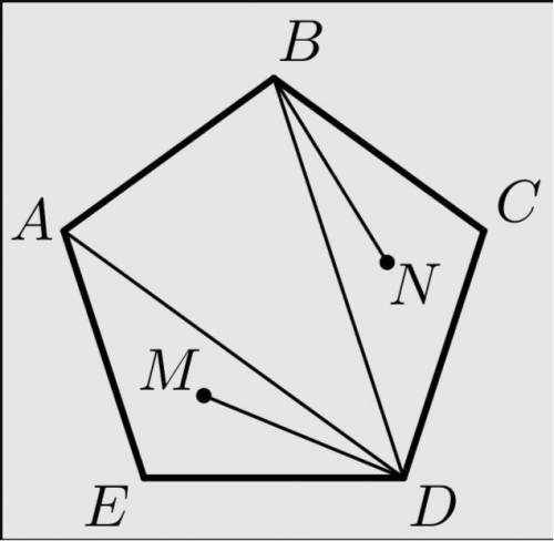 Дан правильный пятиугольник ABCDE, M и N — точки пересечения медиан треугольников ADE и BCD соответс