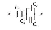 Определить емкость батареи конденсаторов: С1 = 3 пФ, С2 = 6 пФ, С3 = 1 пФ, С4 = 1 пФ