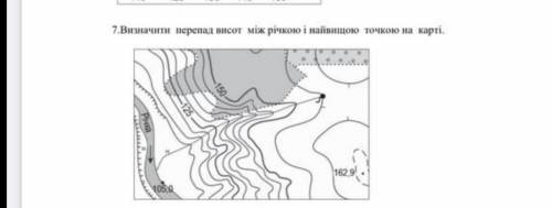 Перепад висот між річкою і найвищою точкою на карті​