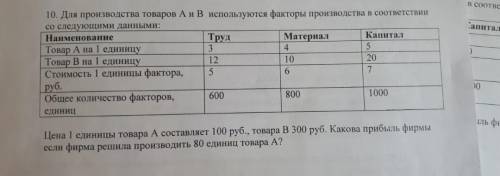 ? Цена 1 единицы товара А составляет 100 руб., товара В 300 руб. Какова прибыль фирмы если фирма реш