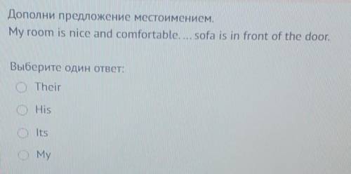 My room is nice and comfortable. ... sofa is in front of the door 1) Their 2)His 3) Its 4) My ​