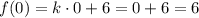 f(0)=k\cdot0+6=0+6=6