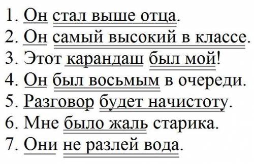 Найти подлежащее и сказуемое: 1. Он стал выше отца. 2. Он самый высокий в классе. 3. Этот карандаш б