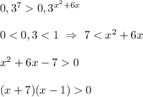 0,3^{7}0,3^{x^{2}+6x }0