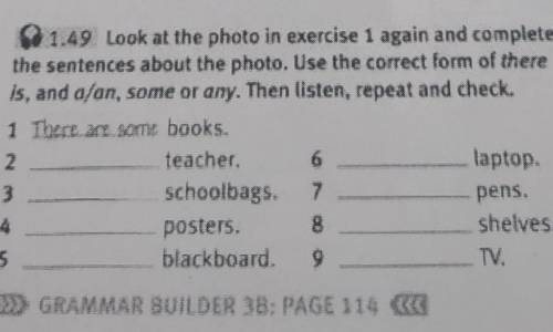 1.49 Look at the photo in exercise 1 again and complete the sentences about the photo. Use the corre