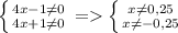 \left \{ {{4x-1\neq 0} \atop {4x+1\neq 0}} \right. =\left \{ {{x\neq 0,25} \atop {x\neq -0,25}} \right.