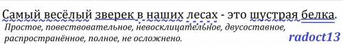 Самый весёлый зверек в наших лесах - это шустрая белка синтактический разбор предложения​