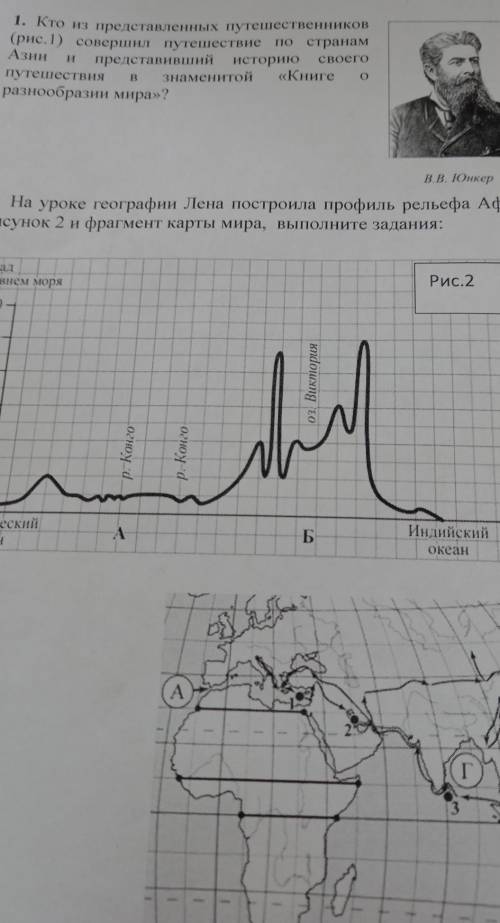 2. На уроке географии Лена построила профиль рельефа Африки, представленный на рисунке 2. Используя