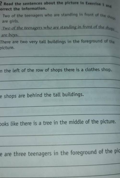 Read the sentences about the picture in exercises 1 and correct information.