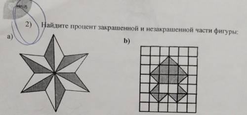 2) Найдите процент закрашенной и незакрашенной части фигуры: