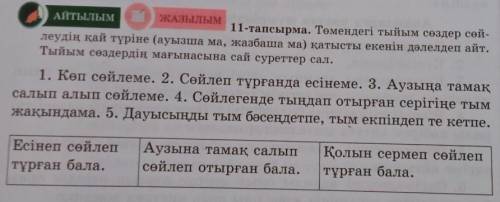 АЙТЫЛЫМ ЖАЗЫЛЫМ 11-тапсырма. Төмендегі тыйым сөздер сөй- леудің қай түріне (ауызша ма, жазбаша ма) қ