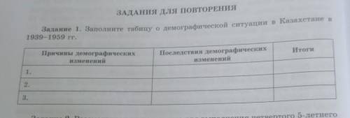 Заполните таблицу о демографической ситуации в казахстане в 1939-1959гг.