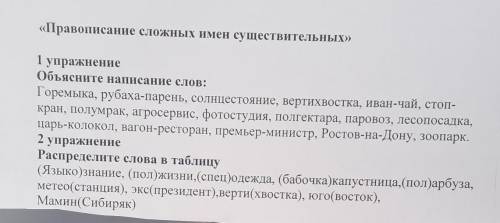 «Правописание сложных имен существительных» 1 упражнение Объясните написание слов: Горемыка, рубаха-