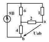 Заменить источник напряжение на источник тока. Найти Uab и Rab